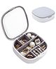 COZY VIBES Portable Small Mini Travel Jewelry Case Organizer with Mirror for Women Small Earring, Ring, Bracelets, Necklace, Pendents Mini Cosmetic Storage makeup Box - PACK OF 1 - COLOR MAY VARY