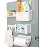 COZY VIBES 5-in-1 storage rack fridge organizer set with a magnetic tissue paper roll holder, towel rack, paper roll dispenser, and fridge organizer for your home kitchen - PACK OF 1 - COLOR MAY VARY