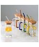 COZY VIBES 380 ml Home Drinking Cup With Glass Straw Fruit Juice Milk Tea Coffee Cup Summer Beautiful Glass Cup With Bamboo Lid - PACK OF 1 - COLOR MAY VARY