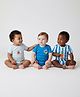 Bonfino 100% Cotton Knit Half Sleeves Onesies With Fruit & Veggie Print Pack of 3 - Blue