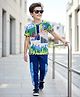 OLLINGTON ST. 100% Cotton Half Sleeves Printed T-Shirt & Jogger Set - Multicolor