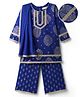 EARTHY TOUCH Single Jersey Knit Three Fourth Sleeves Kurti Salwar Set Dupatta & Motif Foil Print - Blue