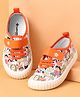 Cute Walk by Babyhug Casual Shoes With Velcro Closure & Face Print - Orange