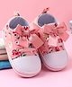 Babyoye Slip On Booties with Floral Print & Bow Applique - Pink