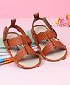 Babyoye Solid Color Booties with Velcro Closure & Zig Zag Design - Tan