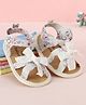 Babyoye Velcro Closure Booties with Floral Print & Bow Applique - Pink