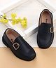 Cute Walk by Babyhug Slip On Solid Oxford Shoes with Buckle Design - Navy Blue