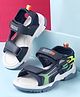 Cute Walk by Babyhug Sandals With Text Design & Velcro Closure - Navy Blue