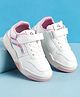 Babyoye Casual Shoes with Velcro Closure Lace Detailing & Brand Name &  Logo Print - White & Pink