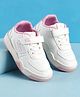 Babyoye Casual Shoes with Velcro Closure Lace Detailing & Brand Name & Logo Print - White & Pink