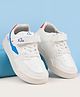 Babyoye Casual Shoes with Velcro Closure Lace Detailing & Logo Print - White & Blue