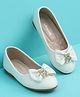 Pine Kids Slip On Closed Toe Ballerina with Bow Applique - White