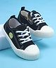 Pine Kids Lace Up Casual Shoes With Smiley Print - Black