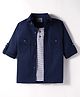Dapper Dudes Full Sleeves Solid Shirt With Attached Tee - Navy
