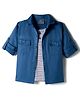 Dapper Dudes Full Sleeves Solid Shirt With Attached Tee -  Blue