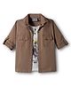 Dapper Dudes Full Sleeves Solid Shirt With Attached Tee - Brown