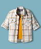 Dapper Dudes Full Sleeves Plaid Checked Shirt With Attached Tee - Mustard