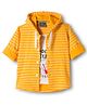 Dapper Dudes Full Sleeves Striped Hooded Shirt With Attached Tee - Gold