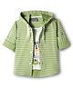 Dapper Dudes Full Sleeves Striped Hooded Shirt With Attached Tee - Green