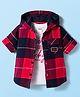 Ruff 100& Cotton Woven Full Sleeves Hooded Twill Checkered Shirt with T-Shirt - Red