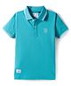 Ruff 100% Cotton Knit Solid Color Half Sleeves Polo T-Shirt - Aqua Blue