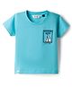 Ruff Cotton Lycra Knit Half Sleeves T-Shirt with Nautical Theme Front & Back Print - Aqua Blue