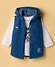 Ruff 100% Cotton Woven Full Sleeves Printed T-Shirt with Hooded Denim Jacket - White & Blue