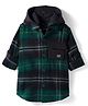 Ruff Twill Woven Full Sleeves Hooded Shirt With Checks - Green