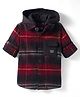 Ruff Twill Woven Full Sleeves Hooded Shirt With Checks - Maroon
