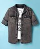 Ruff 100% Cotton Full Sleeves Washed Denim Shirt With T-Shirt & Text Print - Grey