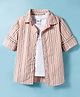 Ruff 100% Cotton Woven Full Sleeves Poplin Striped Shirt with T-Shirt - Peach