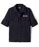 Ruff Jacquard Knit Full Sleeves Solid Cargo Shacket Shirt - Black