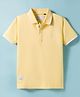Ruff Cotton Knit Half Sleeves Polo T-Shirt with Logo Print - Light Yellow