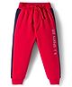 Ruff Fleece Knit Full Length Lounge Pant With Text Print - Red