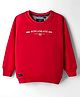 Ruff Looper Knit Full Sleeves T-Shirt with Logo Print - Red