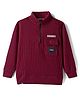 Ruff Knit Full Sleeves HIght Neck T-Shirt with Henley Neck & Front Pocket - Maroon