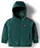 Ruff Full Sleeves Hooded Padded Jacket With Badge Detailing - Olive Green