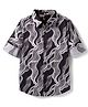 Ruff 100% Cotton Woven Full Sleeves Poplin Printed Shirt - Black
