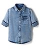 Ruff 100% Cotton Woven Full Sleeves Denim Washed Shirt - Light Blue