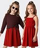 Hola Bonita Knit Solid Color Frock with Full Sleeves Tee - Brown