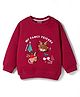 Little Kangaroos Fleece Knit Full Sleeves Sweatshirt with Christmas Theme Print and Applique - Maroon