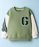 Little Kangaroos Fleece Knit Full Sleeves Sweatshirt with Text Graphic & Patch Detailing - Green
