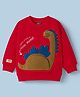Little Kangaroos Fleece Knit Full Sleeves Sweatshirt with Dino Applique - Red