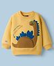 Little Kangaroos Fleece Knit Full Sleeves Sweatshirt with Dino Applique - Yellow