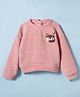 Little Kangaroos Woven Drop Shoulder Full Sleeves Sweatshirt with Bear Applique - Pink