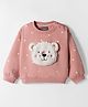 Little Kangaroos Fleece Knit Full Sleeves Sweatshirt with Bear Patch Detailing and Polka Dots Print - Peach