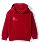 Little Kangaroos Fleece Knit Full Sleeves Hooded Sweatshirt with Kangroo Pockets & Cool Kids & No Rules Text Print - Red