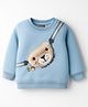 Little Kangaroos Fleece Knit Full Sleeves Sweatshirt with Bear Applique - Light Blue