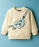 Little Kangaroos Fleece Knit Full Sleeves Sweatshirt with Bear Applique - Cream