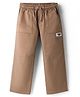 Kookie Kids Twill Woven Full Length Cargo Pant With Text Badge - Brown